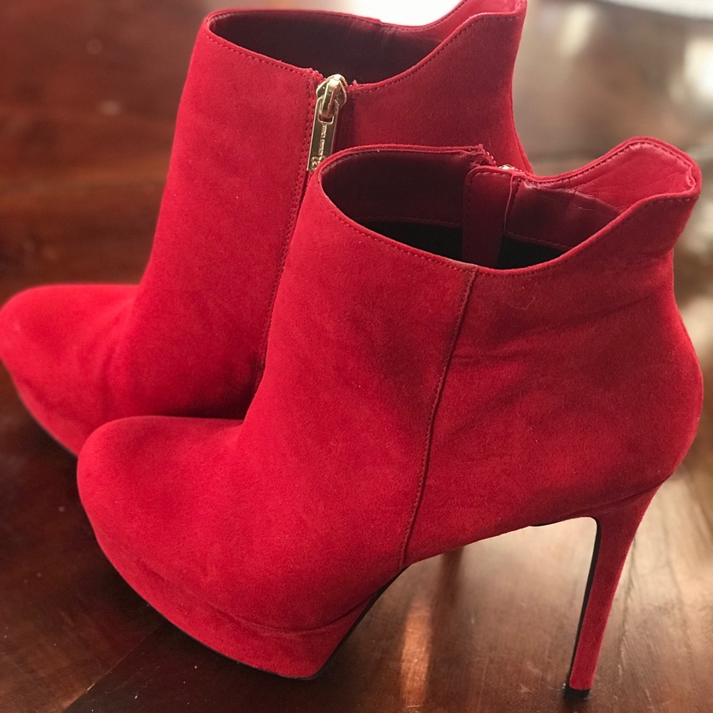 Bright red Jessica Simpson ankle boots